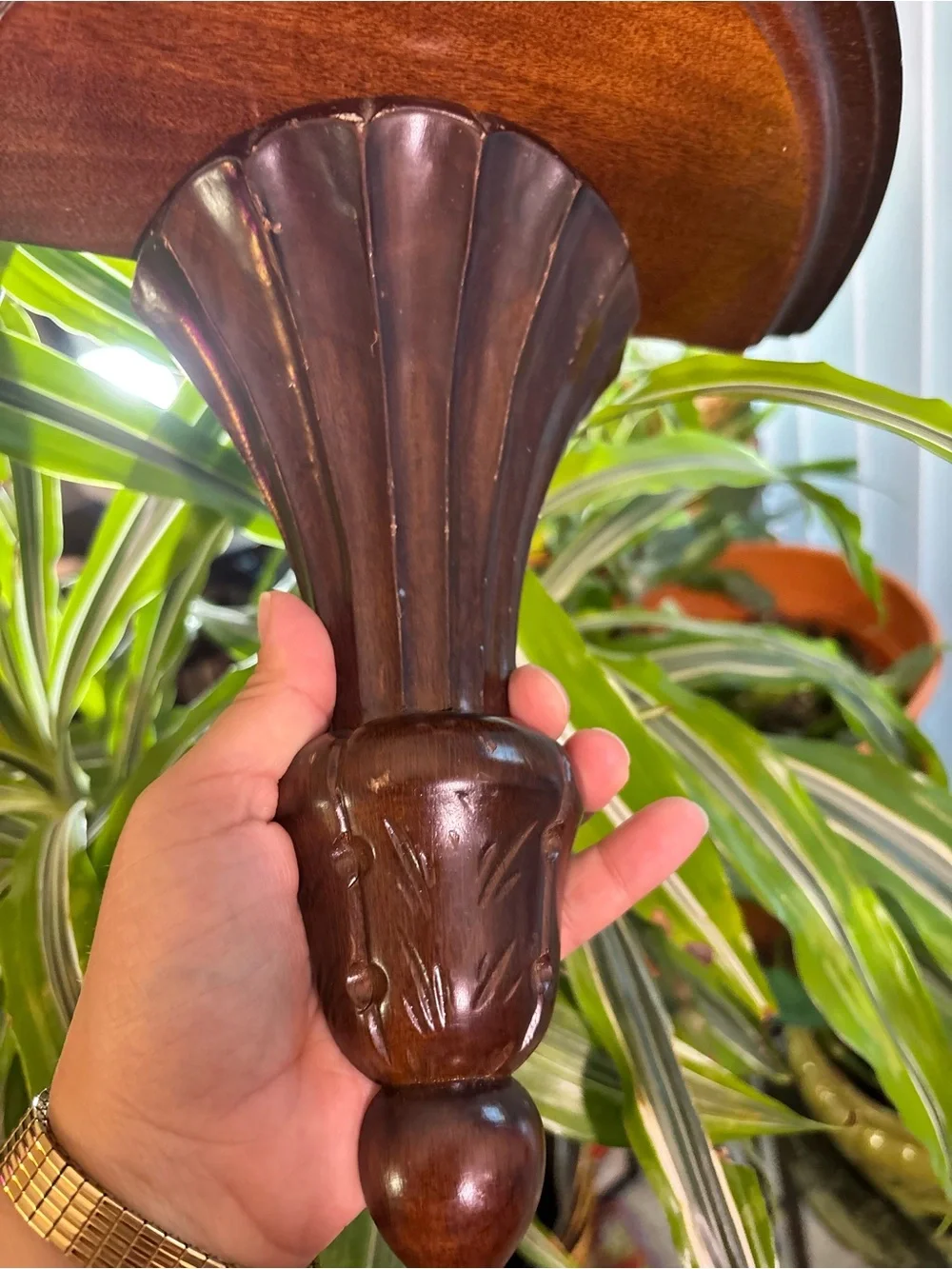 Classic Brown Wooden Wall Pedestal Shelf - Decorative Accent